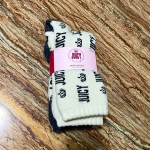 JUICY COUTURE | 2- Pair Soft Cozy Time Lounge Knitted Crew Socks